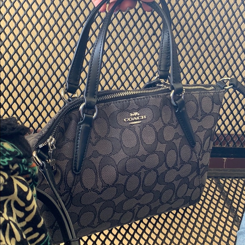 Coach handbag satchel silver black crossbody